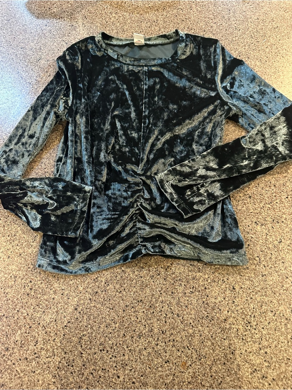 Old Navy Crushed Velvet Long-Sleeve Top in Teal Blue